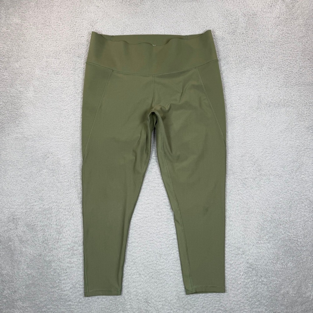 Old Navy Active Go-Dry Leggings Womens 2X Plus Olive Green High Waist Workout